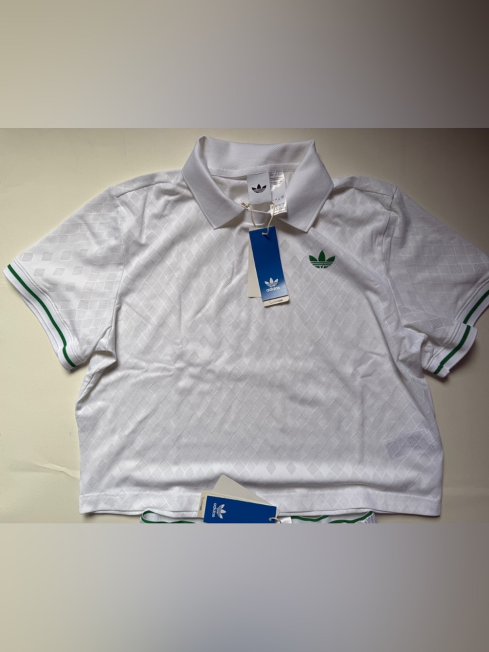 Adidas [M] Tennis Pro Women's Climacool Cropped Polo Shirt White/GreenJM4734 - Picture 4 of 14